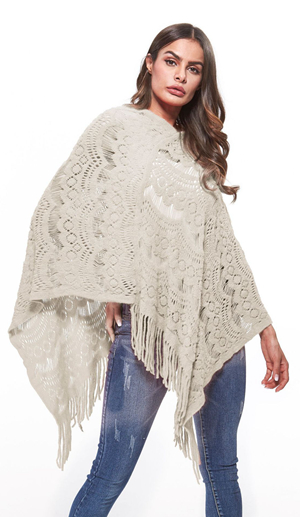 SZ60180-5 Knitting Crochet Wings Bat Sweater Tassels Wrap Coat Shawl Poncho